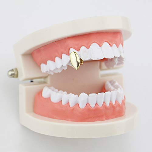 Nunca te rindas Hombres lujosos Solo Chapado en Oro Hip Hop Bling Dientes Diente Vampiro Colmillos - Alto Brillo para Adultos Disfraces Fiesta Accesorios (Color : Oro)