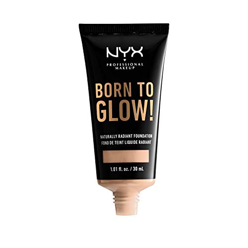 NYX Professional Makeup Base de Maquillaje Born to Glow Radiant Foundation, Acabado Radiante, Cobertura Media Modulable, Fórmula Vegana, Tono: Vanilla