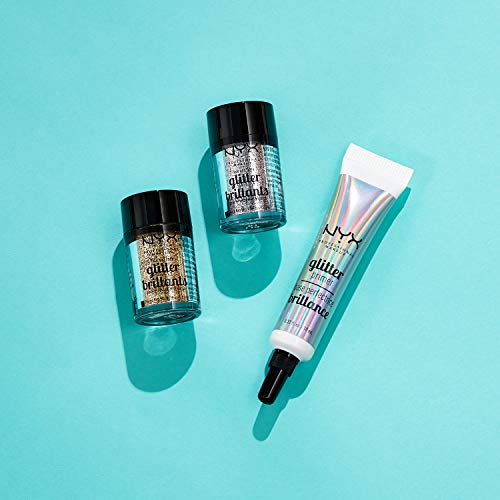 NYX Professional Makeup - Kit de Glitter Effects con Primer y Glitter para Rostro y Cuerpo - Tonos Dorado y Plateado