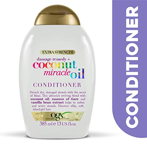 OGX, Acondicionador Coconut Miracle Oil Extra Strength, Repara y Revive, Cabellos Dañados, 385ml