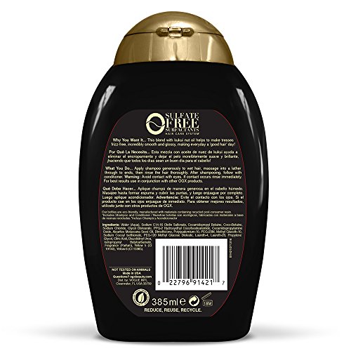 OGX Hydrate + Defrizz Kukui Oil Shampoo Mujeres Champú 385ml - Champues (Mujeres, Champú, 385 ml, Suavizar, Water (Aqua), Sodium C14-16 Olefin Sulfonate, Cocamidopropyl Betaine, PPG-2 Hydroxyethyl.)