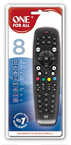 One For All URC2981 OFA8 - Control remoto universal para 8 aparatos (TV, TDT, DVD/Blu-ray, Multimedia y Audio), Negro