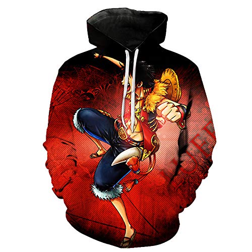 One Piece Hombre Mujer Hoodie 3D Impresión Anime HD Sweater Pullover Sudadera con Capucha Ocio Cálido Sweatshirt Manga Larga Suéter Unisex Abrigo Chaqueta Rompevientos Jacket Top XS