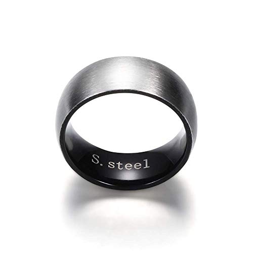 Onefeart Titanio Anillo para Los Hombres Niño Pareja Elegante Y Sencilla Brushed D Eño Aniversario Anillo Tamaño 27 Negra