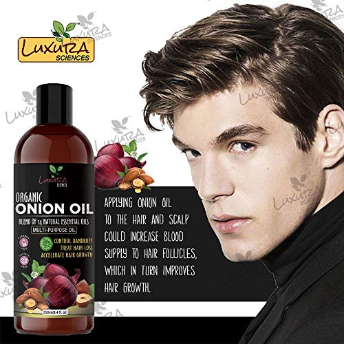 Onion Hair Oil 250 ML with 14 Essential Oils, Multi-Purpose Hair Growth Oil/Serum For Complete Hair Treatment with Argan, Bhringraj, Hibiscus, Sesame,Amla,Sweet Almond, Olive and more.