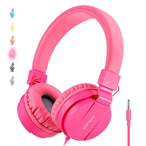 ONTA® Auriculares para Niños,Plegable Cómodos Auriculares Niños con Seguro Material,Auriculares Infantiles con Ligera Diadema,Estéreo Cerrados Cascos para Niños -Rosa