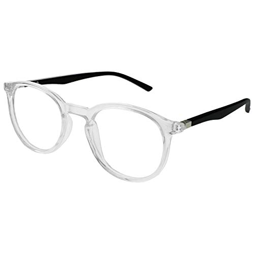 Opulize Met Paquete Doble Gafas De Lectura Con Lectores De Sol Grande Redondo Claro Negro Hombres Mujeres Bisagras Resorte RS60-C +2,00