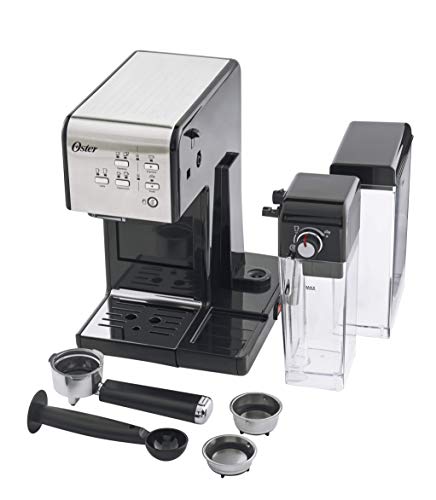 Oster Cafetera espreso Prima Latte II, 19 bares, con tratamiento de leche, plata, 0