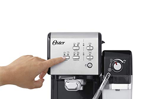 Oster Cafetera espreso Prima Latte II, 19 bares, con tratamiento de leche, plata, 0