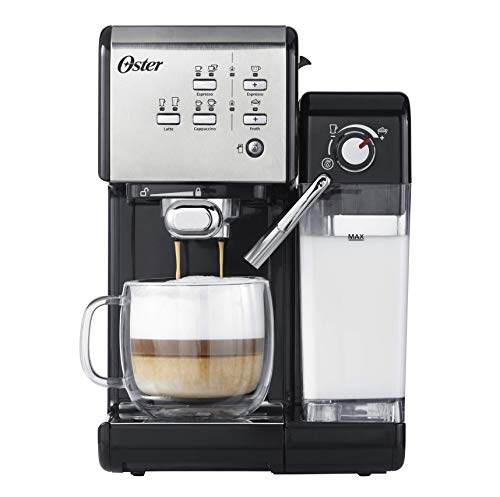 Oster Cafetera espreso Prima Latte II, 19 bares, con tratamiento de leche, plata, 0