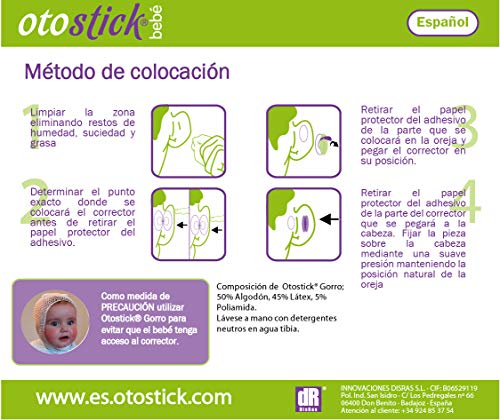 Otostick Bebé | Correctores estéticos para orejas separadas | Contiene 8 correctores + 1 gorro | A partir de 3 meses.