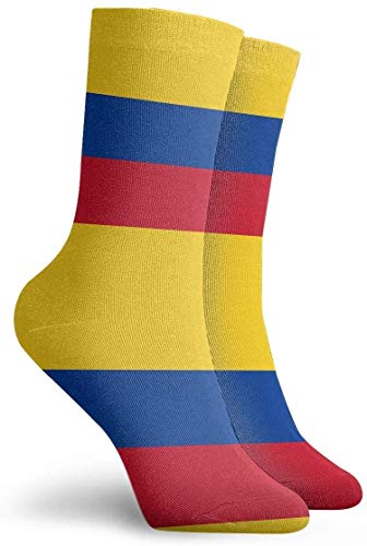 ouyjian Socks Breathable Colombia Flag Polyester Crew Sock Exotic Modern Women & Men Printed Sport Athletic Socks 11.8in