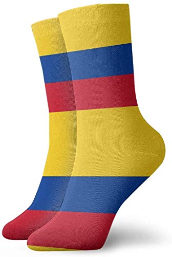 ouyjian Socks Breathable Colombia Flag Polyester Crew Sock Exotic Modern Women & Men Printed Sport Athletic Socks 11.8in