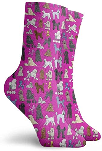 ouyjian Socks Breathable Poodles Fuchia Crew Sock Exotic Modern Women & Men Printed Sport Athletic Socks 11.8in