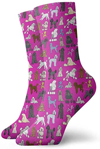 ouyjian Socks Breathable Poodles Fuchia Crew Sock Exotic Modern Women & Men Printed Sport Athletic Socks 11.8in