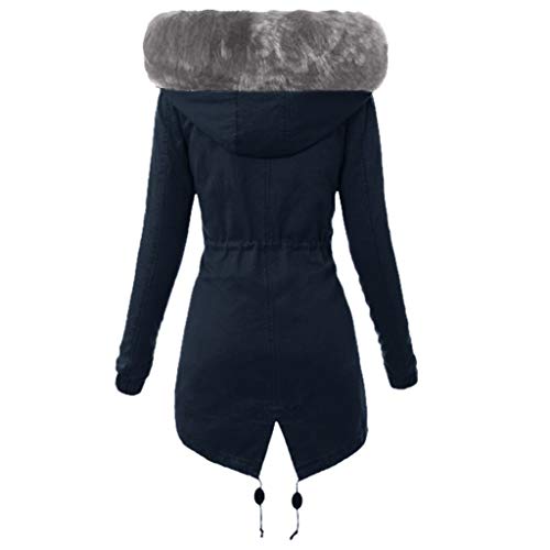 Overdose Chaqueta con Capucha Larga del Cuello De Piel De Las Mujeres Caliente Mejor Vender Nueva 2019 Parka De Invierno Outwear (M, N-Azul Marino)