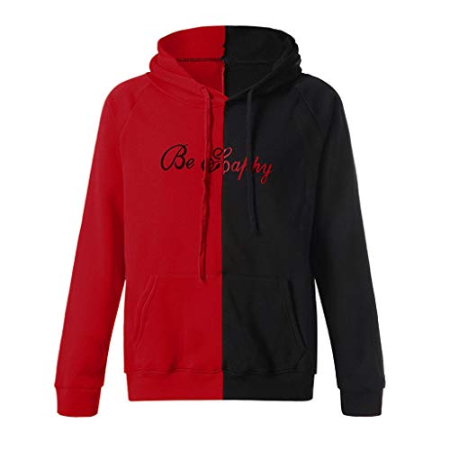 Overdose Sudadera Hombres Patchwork Slim Fit Hoodie OtoñO Moda Outwear Nueva Blusa Adolescente Top 2018 Sudadera (Small, Rojo)