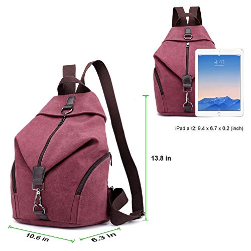 Padgene Mochila de Lona para Mujer, Bolsa De Viaje De Gran Capacidad Informal De La Vendimia Bolso Mochila Mujer Casual Para Vacaciones Viajes Senderismo Camping (Morado)