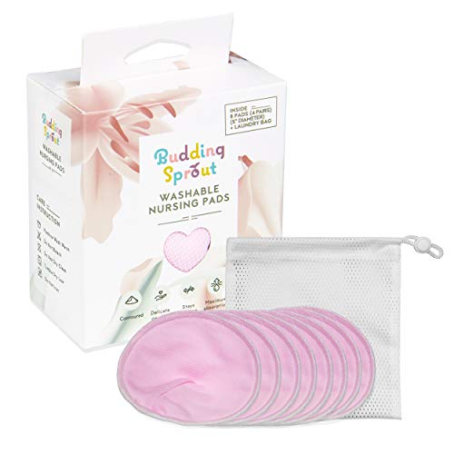 Pads para lactancia, reutilizables, altamente absorbentes y antideslizantes (pack de 8). Se adaptan a los senos de todas las formas y tamaños, vienen con una bolsa para lavadora