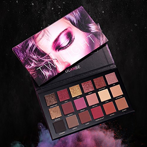 Paleta de sombras de ojos, paleta de sombras de ojos mate de Angmile y sombra de ojos con brillo Combinación de 18 colores Smoky with Shimmer Eyeshadow Twilight & Dusk Makeup Palette