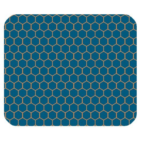 Panal Azul Marino Azul y naranja diseño de entramado Mini ratón para videojuegos Rectángulo Mousepad