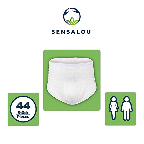 Pantalones Incontinencia para Adultos Hombre y Mujer - Ropa Interior - Protector Perdidas de Vejiga Débil - Pañales Desechables Mojar Cama, Maternidad - 44 unidades - Blanco, Tallas XL