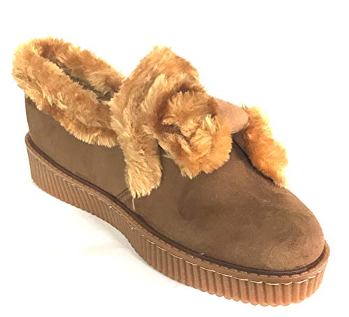 Pantuflas Anchas ortopédicas para Mujer, con Forro Polar, para Invierno, cálidas, Flexibles, Suaves, Color Marrón, Talla 38 EU