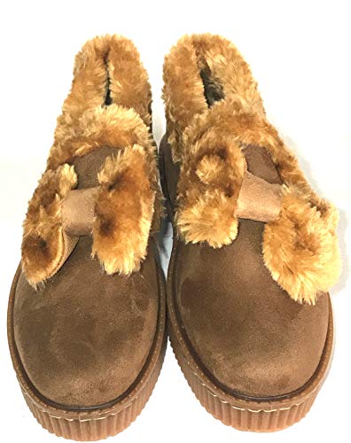 Pantuflas Anchas ortopédicas para Mujer, con Forro Polar, para Invierno, cálidas, Flexibles, Suaves, Color Marrón, Talla 38 EU