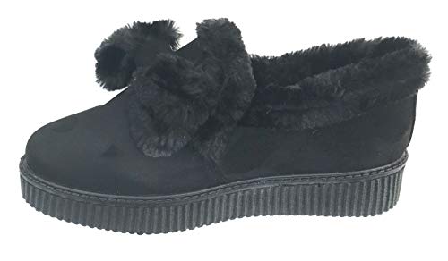 Pantuflas Anchas ortopédicas para Mujer, con Forro Polar, para Invierno, cálidas, Flexibles, Suaves, Color Negro, Talla 41.5 EU