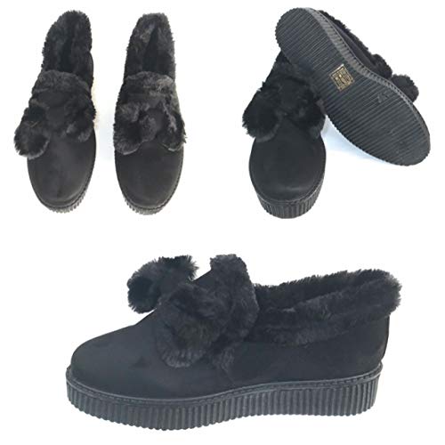 Pantuflas Anchas ortopédicas para Mujer, con Forro Polar, para Invierno, cálidas, Flexibles, Suaves, Color Negro, Talla 41.5 EU