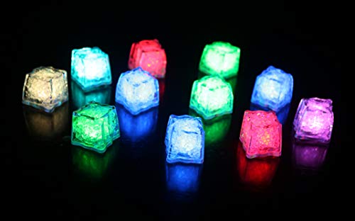 (Paquete de 12) Led Ice Cube Enter Liquid Parpadea automáticamente a todo color, Lámpara LED resistente al agua, Para cubo de hielo para Champagne Tower, Aplicar a Bar, Club, Boda, Fiesta familiar