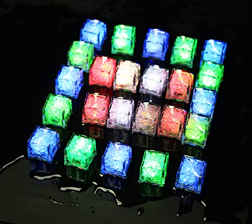 (Paquete de 12) Led Ice Cube Enter Liquid Parpadea automáticamente a todo color, Lámpara LED resistente al agua, Para cubo de hielo para Champagne Tower, Aplicar a Bar, Club, Boda, Fiesta familiar