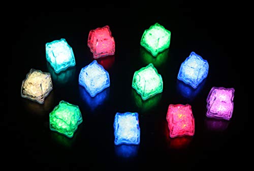 (Paquete de 12) Led Ice Cube Enter Liquid Parpadea automáticamente a todo color, Lámpara LED resistente al agua, Para cubo de hielo para Champagne Tower, Aplicar a Bar, Club, Boda, Fiesta familiar