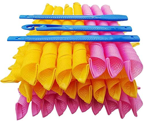 Paquete de 43 kits de peinado Magic Curlers para rizos en espiral, 40 rizadores para cabello sin calor y 3 ganchos para peinar, para cabello extra largo de hasta 22"(55 cm)