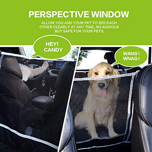 Pecute Funda Perros Coche, Funda de Asiento para Perros Impermeable y Resistente, Protector Coche Perros con Rejilla Flexible Pasar Aire, Universal para SUV, Camión, Transportar y Viaje