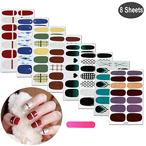 Pegatinas Uñas, MWOOT 8 Hojas Pegatinas Uñas Decorativas Nail Art Stickers Elegante Decoracion