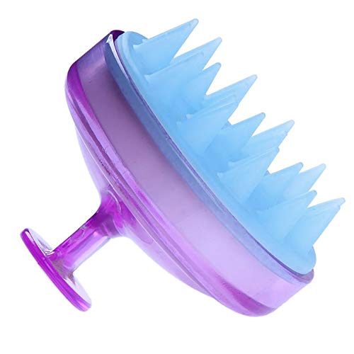 Pelo cuero cabelludo masajeador, Konesky pelo champú cepillo suave silicona cepillo pelo masaje limpieza cepillo para cabello profundo limpieza cabeza músculo relax (Purple)