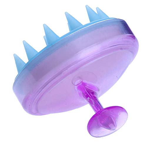 Pelo cuero cabelludo masajeador, Konesky pelo champú cepillo suave silicona cepillo pelo masaje limpieza cepillo para cabello profundo limpieza cabeza músculo relax (Purple)