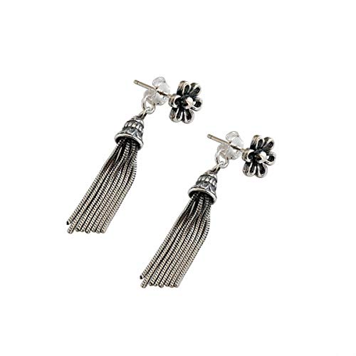 Pendientes Lotus Fun S925 de plata de ley, retro, flores antiguas, borlas, pendientes naturales, creativos y populares, hechos a mano, joyas únicas para mujeres y niñas