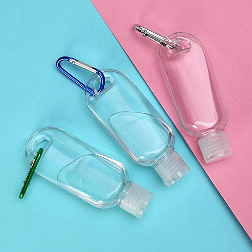 PENGXING 10Pcs 50ml Botella Recargable Vacía Botellas de Almacenamiento con Llavero, Recipiente Cosmético Portátil de Plástico Transparente de Viaje (10pcs)