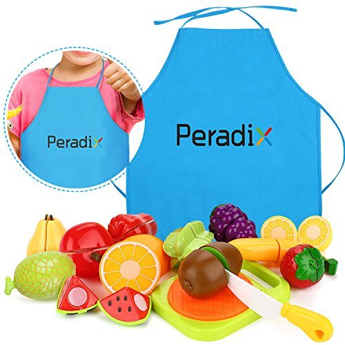 Peradix Corte de Frutas y Alimentos Falsos, Alimentos de Juguetes Cortar Frutas Verduras, Accesorios de Cocina, Temprano Desarrollo Educación Juegos para Niños de 3 o más años