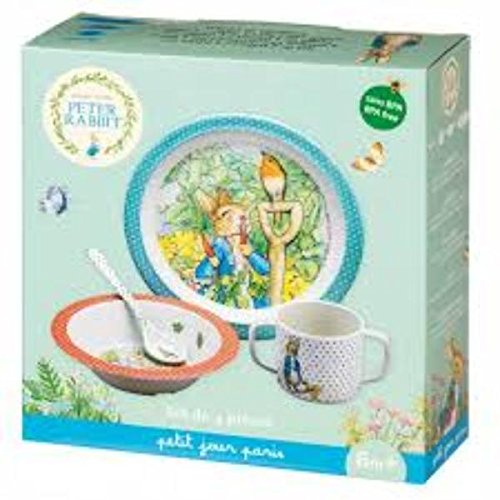 Petit Jour Peter Rabbit - Set para comidas, 4 piezas en caja de regalo