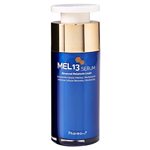 Pharmamel MEL 13 Serum con Melatonina y Q10, Reparación Celular Intensa, Revitalizante - 30 ml y Rodillo de Masajeador Facial Antiedad Antienvejecimiento