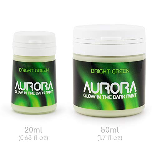 Pintura que Brilla en la Oscuridad (20ml) Aurora Verde Fuerte, No Tóxica, Base Acuosa, de SpaceBeams