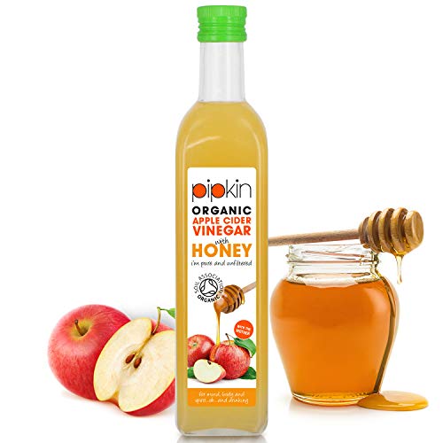 Pipkin Vinagre de Sidra de Manzana con Miel 100% Bio Orgánico, Con Madre, Crudo Puro ACV, Sin GMO, Sin Refinar, Sin Filtrar, Vegano y Vegetariano, Kosher