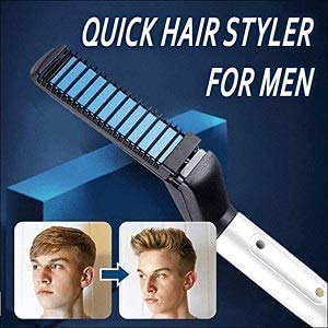 Plancha de barba eléctrica para hombres Cutie Academy - Peine de peinado rápido profesional para cabello de barba sin frizz - Control de calefacción iónico de cerámica