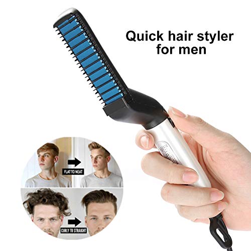 Plancha de Pelo para Hombres Peine para Rizar y Alisar Cabello Multifuncional Cepillo Liso Hair Styler Salon Peluquería Styling Iron(eu)