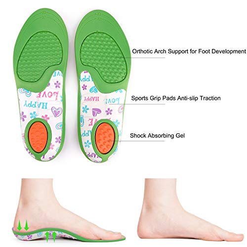 Plantillas para niños Insertos de zapatos Ortesis Comfort Arch Support, Suela interna que absorbe los golpes Cojines para el talón, Pies planos, Pronación por debajo/por encima (35-37 EU)