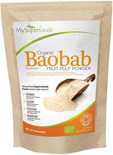 Polvo Orgánico Baobab (500 gramos), MySuperFoods, Repleto de Vitamina C, Calcio, Magnesio, Potasio, Certificado como orgánico por el Soil Association