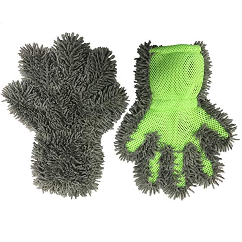 Polyte - Set de Guantes y Manoplas de Chenilla de Microfibra - Ideal para Lavar el Coche y Quitar el Polvo - Multicolor - 20 x 28 cm - Pack de 3